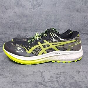 ASICS Fuji Lite 5 Hiking Running Shoes Mens 10.5 Black Safety Yellow Volt